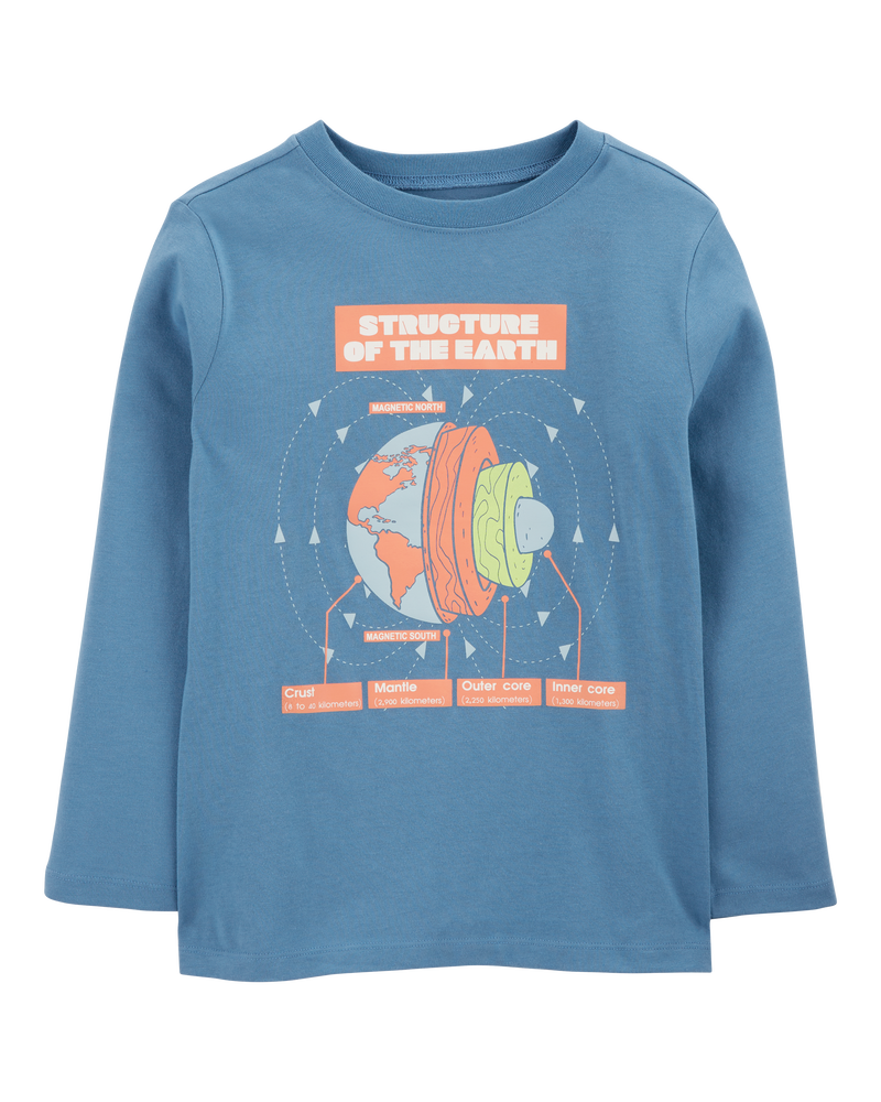 Boys Earth Diagram Blend Long-Sleeve Tee - Blue, image 1 of 3 slides