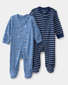 Baby Boy 2-Pack Boat Sleep & Play Pajamas - Blue, image 1 of 5 slides