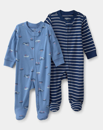 Baby Boy 2-Pack Boat Sleep & Play Pajamas - Blue, 