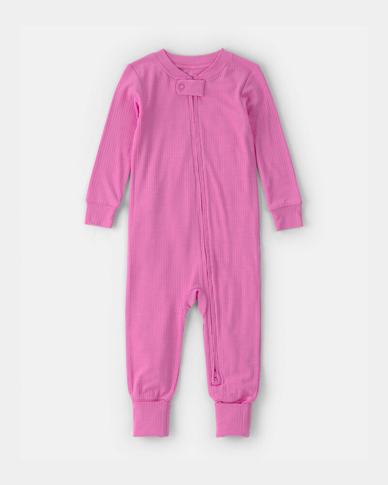 Baby Girl PurelySoft Snug Fit 1-Piece Pajama - Pink, image 1 of 9 slides