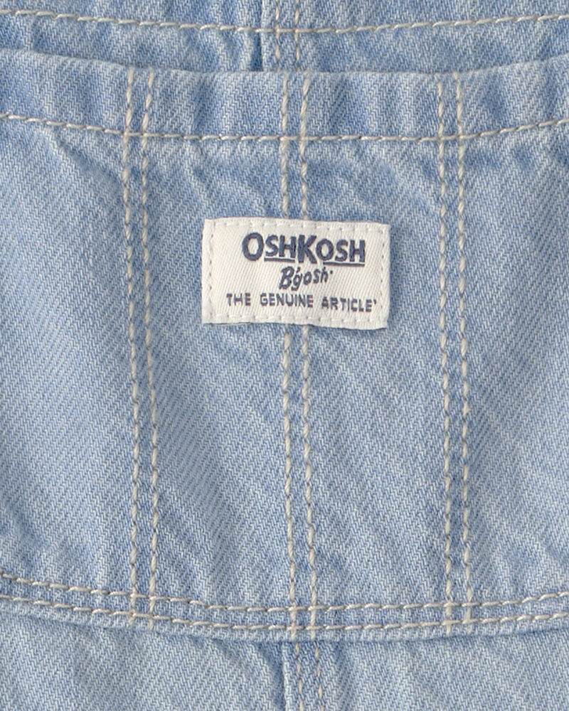 Baby Girl Denim Patch Overalls - Light Wash, image 5 of 6 slides