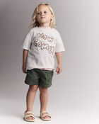 Toddler Standard Shorts with Pockets in Dot Print- Olive, image 5 of 7 slides