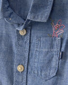 Baby Boy Disney&copy; Winnie the Pooh Chambray Embroidered Button-Down Shirt - Medium Wash, image 2 of 5 slides