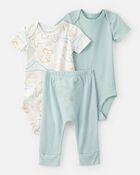 Baby 3-Piece Animal Bodysuits & Pant Set - Blue/White, image 1 of 6 slides