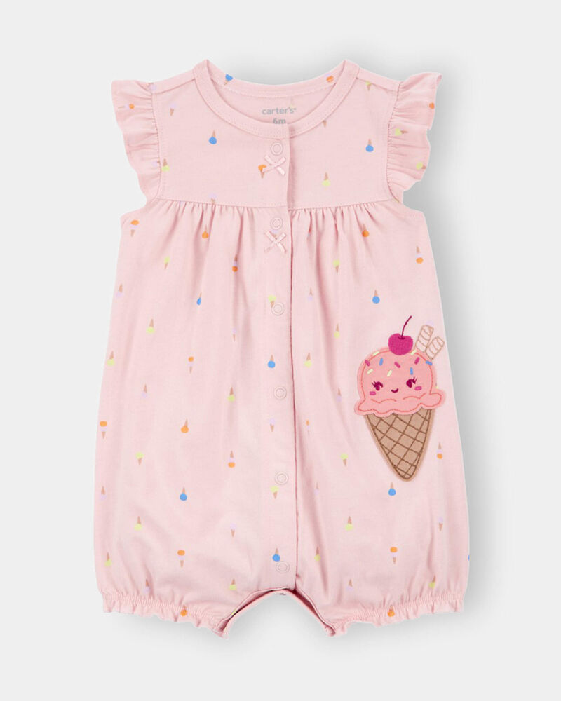 Baby Girl Ice Cream Romper - Pink, image 1 of 3 slides