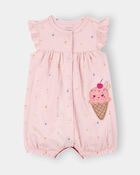 Baby Girl Ice Cream Romper - Pink, image 1 of 3 slides