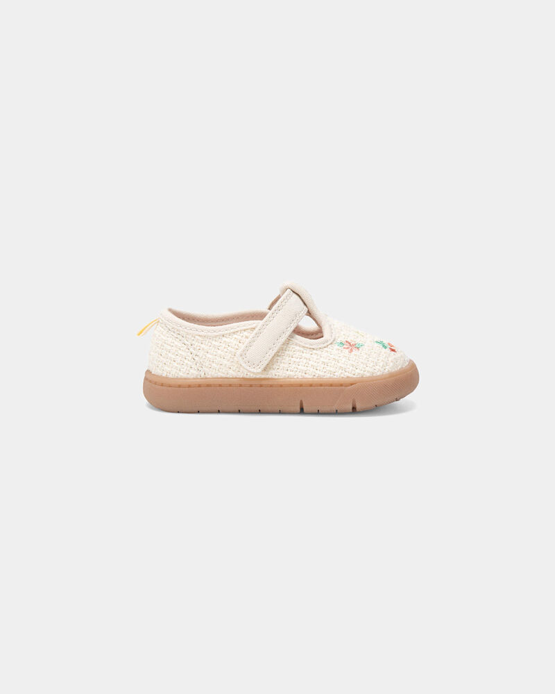 Baby Girl Every Step&reg; First Walker Floral Casual Shoes - Cream, image 2 of 6 slides