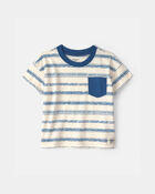 Toddler Boy Stripe Pocket Tee - Blue/Ivory, image 1 of 3 slides