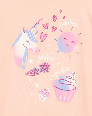 Girls Unicorn Short-Sleeve Graphic Tee - Pink, 