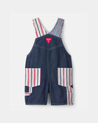 Toddler Patchwork Striped Shortall - Red/White/Blue, image 2 of 4 slides