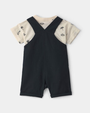 Baby Boy 2-Piece Beach Overall Set - Black/Ivory, 