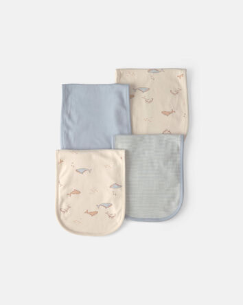 Baby 4-Pack Whale Burp Cloths, 