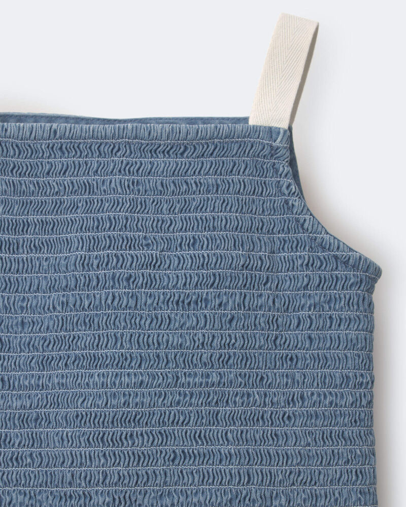 Toddler Girl Smocked Peplum Top in Chambray , image 4 of 6 slides