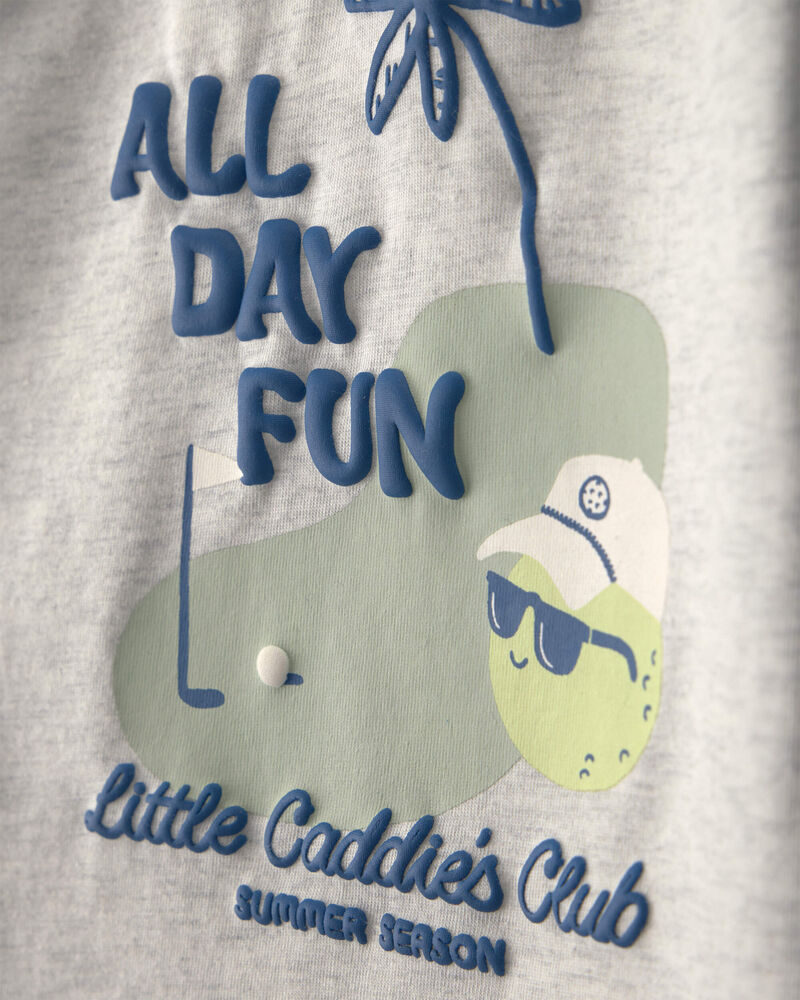 Baby Boy 2-Piece 'All Day Fun' Golf Top & Short Set - Grey/Blue, image 3 of 5 slides