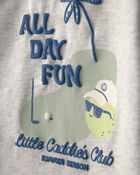 Baby Boy 2-Piece 'All Day Fun' Golf Top & Short Set - Grey/Blue, image 3 of 5 slides