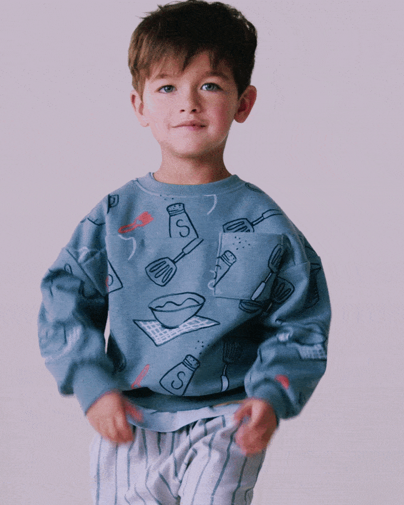 Toddler Baking Wide-Arm Pocket Sweatshirt - Blue, image 1 of 6 slides