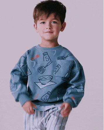 Toddler Baking Wide-Arm Pocket Sweatshirt - Blue, 