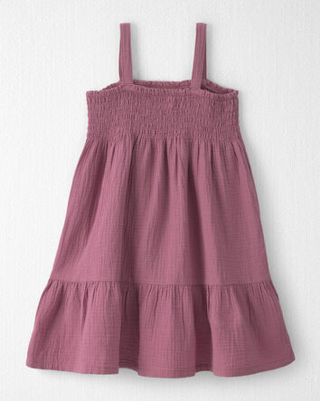 Girls Organic Cotton Smocked Gauze Dress, 