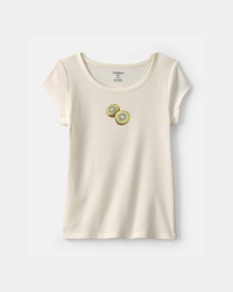Girls Kiwi Ribbed Tee - Ivory, image 1 of 3 slides