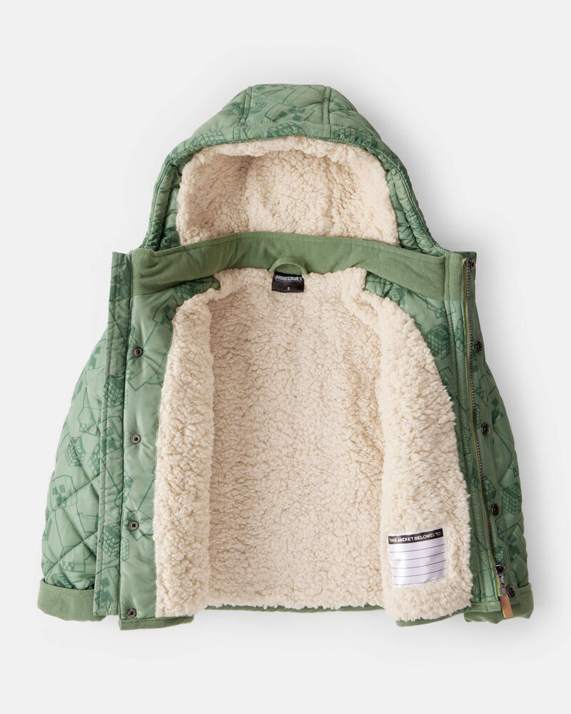 Boys Minecraft&reg; Hooded Heavyweight Winter Jacket - Green, image 2 of 3 slides