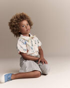 Toddler Girl Scalloped Collar Top in Baking Print - Cream, image 6 of 7 slides