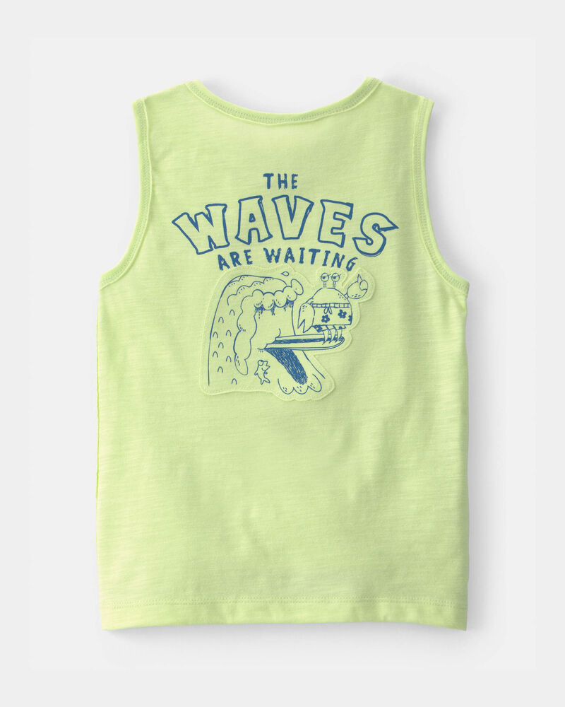 Toddler Boy Surfing Crab Tank Top - Green, image 2 of 5 slides
