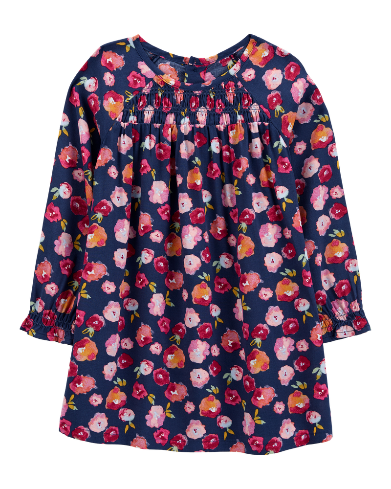 Toddler Navy Flower Babydoll Dress, image 1 of 4 slides