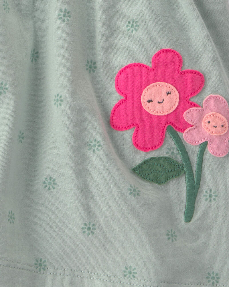 Baby Girl Floral Bodysuit Dress - Green, image 2 of 3 slides