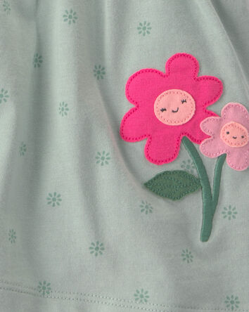Baby Girl Floral Bodysuit Dress - Green, 