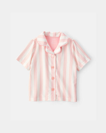 Toddler Girl Striped Loose Fit 2-Piece Pajama Set - Pink/Ivory, 