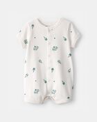 Baby Pickleball Short-Sleeve Romper - White, image 1 of 3 slides