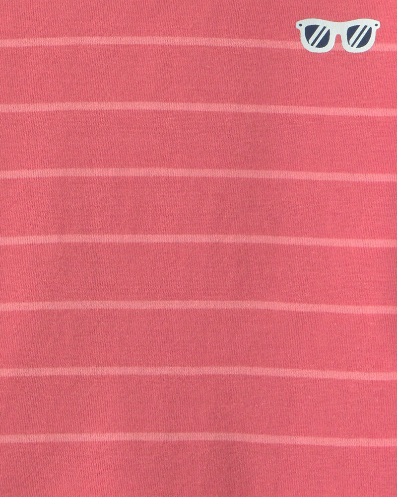 Toddler Boy 2-Piece Stripe Short-Sleeve Top & Short Set - Coral, image 2 of 3 slides