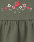 Baby Girl Flower Embroidered Sleeveless Dress - Green, image 4 of 5 slides