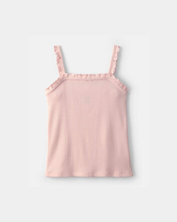 Girls Ruffle Ribbed Tank Top - Pink, 