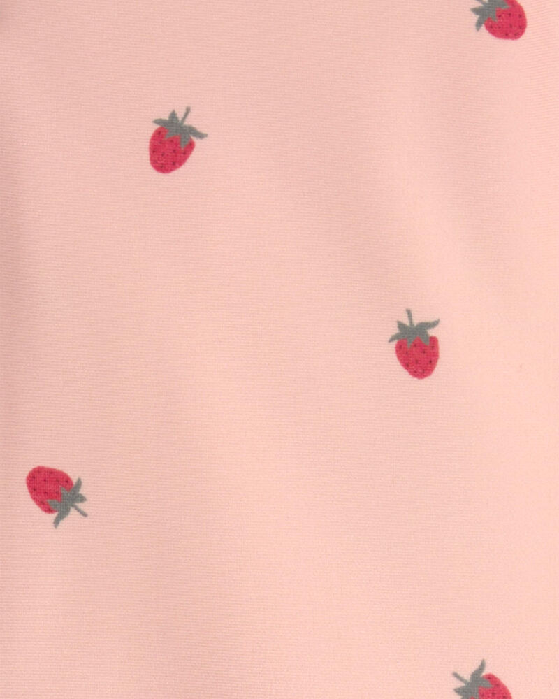 Toddler Girl 2-Piece Recycled Rashguard Swimsuit Set in Strawberry Print, image 4 of 5 slides
