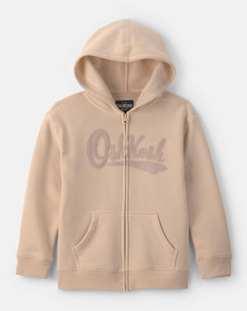 Boys OshKosh Logo Fleece Zip-Up Hoodie - Tan, 