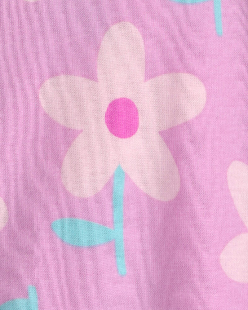 Toddler Girl Floral 100% Cotton Snug Fit 1-Piece Pajama - Pink, image 2 of 3 slides