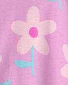 Toddler Girl Floral 100% Cotton Snug Fit 1-Piece Pajama - Pink, image 2 of 3 slides