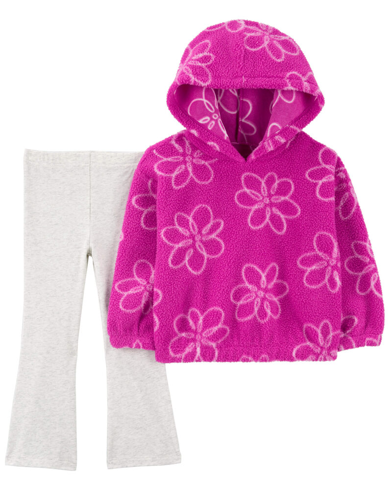 Toddler 2-Piece Floral Sherpa Hoodie & Legging Set, image 1 of 3 slides