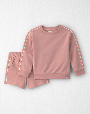 Toddler Girl 2-Piece Organic Cotton French Terry Pullover & Short Set, 