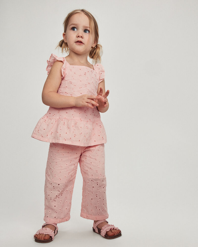 Toddler Girl Floral Eyelet Pants - Pink, image 3 of 6 slides