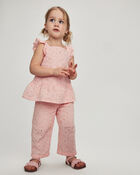Toddler Girl Floral Eyelet Pants - Pink, image 3 of 6 slides