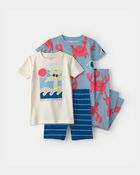 Toddler Boy Sunshine Beach 100% Cotton 4-Piece Pajama Set, image 1 of 4 slides