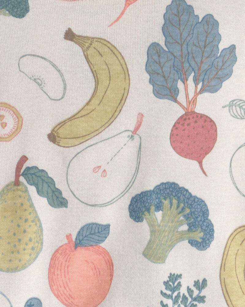 Baby 2-Piece Organic Cotton Ribbed Pajama Set in Veggie Fruit Print, image 3 of 4 slides