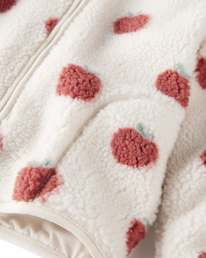 Toddler Recycled Sherpa Jacket in Apple Print, image 2 of 4 slides