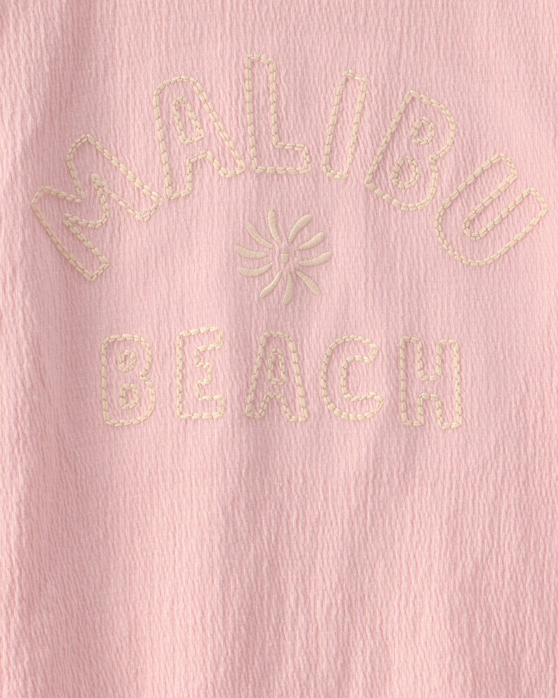 Girls 'Malibu Beach' Crinkle Top - Pink, image 2 of 3 slides