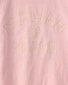 Girls 'Malibu Beach' Crinkle Top - Pink, image 2 of 3 slides