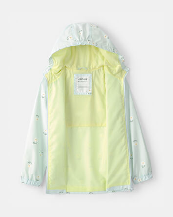 Girls Floral Raincoat - Blue, 
