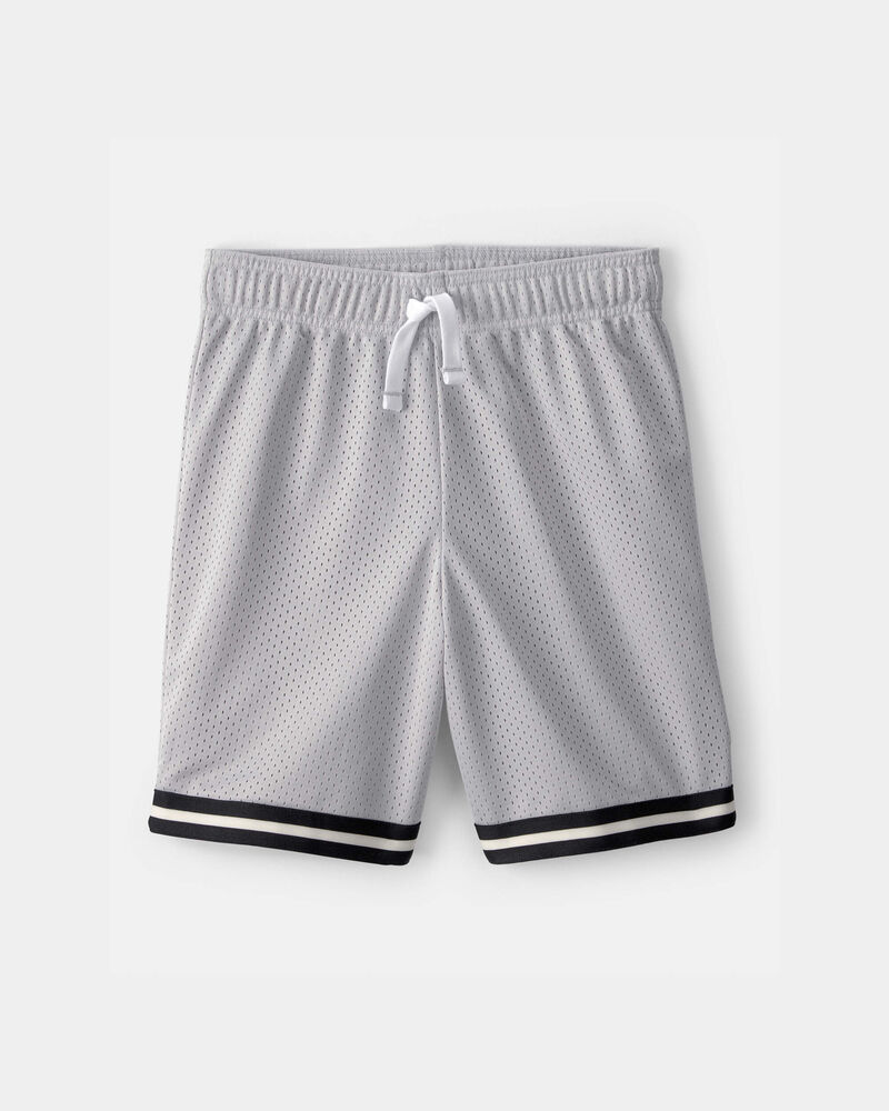 Boys Striped Mesh Active Shorts - Grey, image 1 of 4 slides