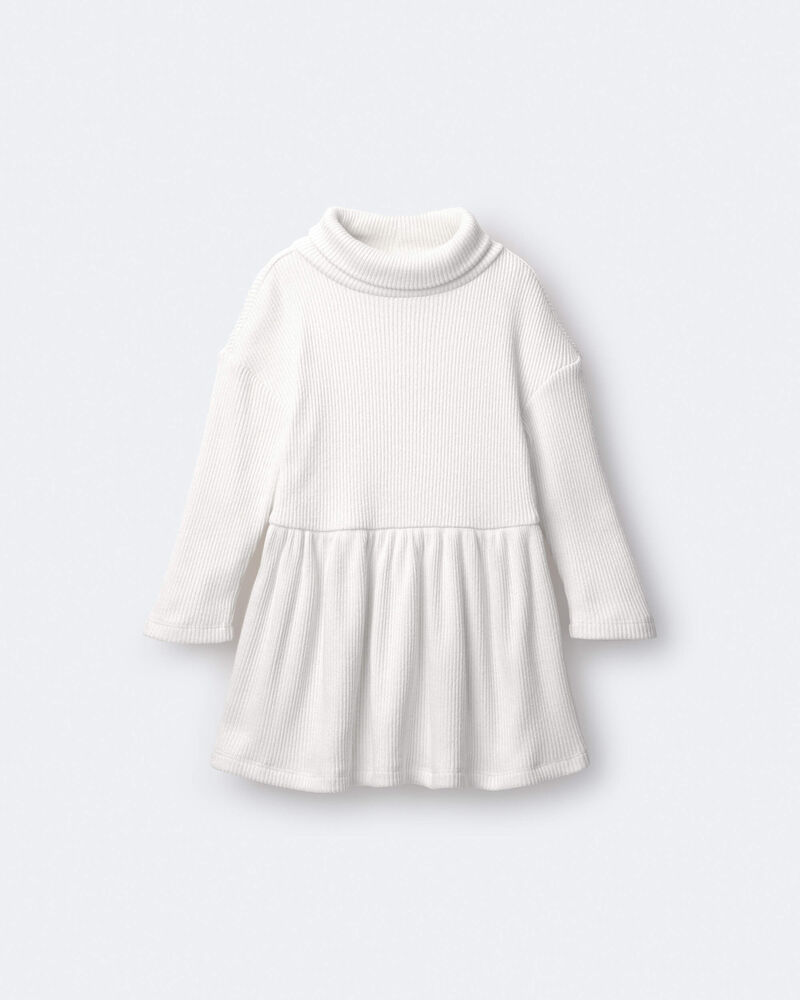 Toddler Girl Turtleneck Sweater Dress - Cream, image 2 of 6 slides